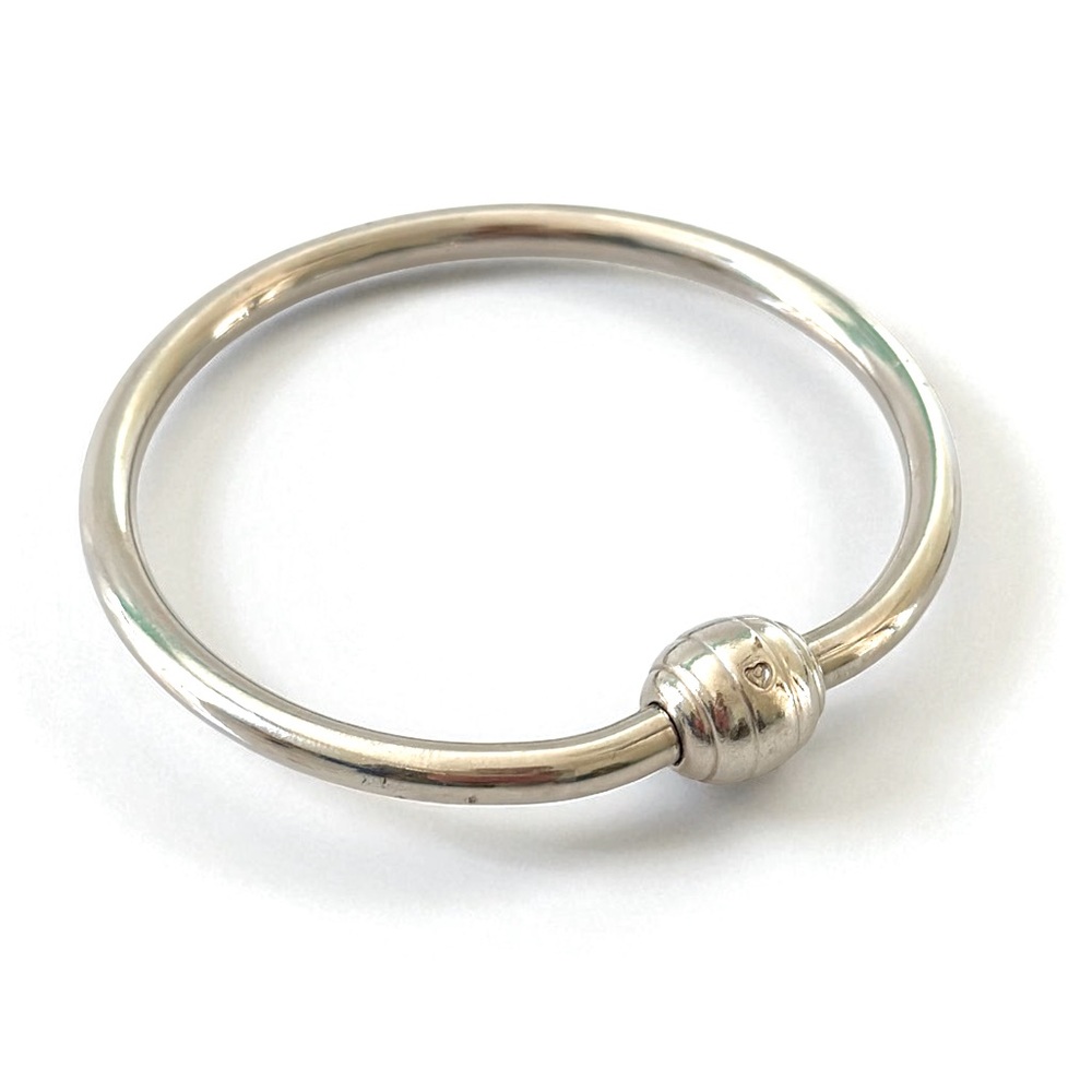 Vintage Retired Brighton Bracelet Silver Tone Bangle Screw Heart Bead ❤️